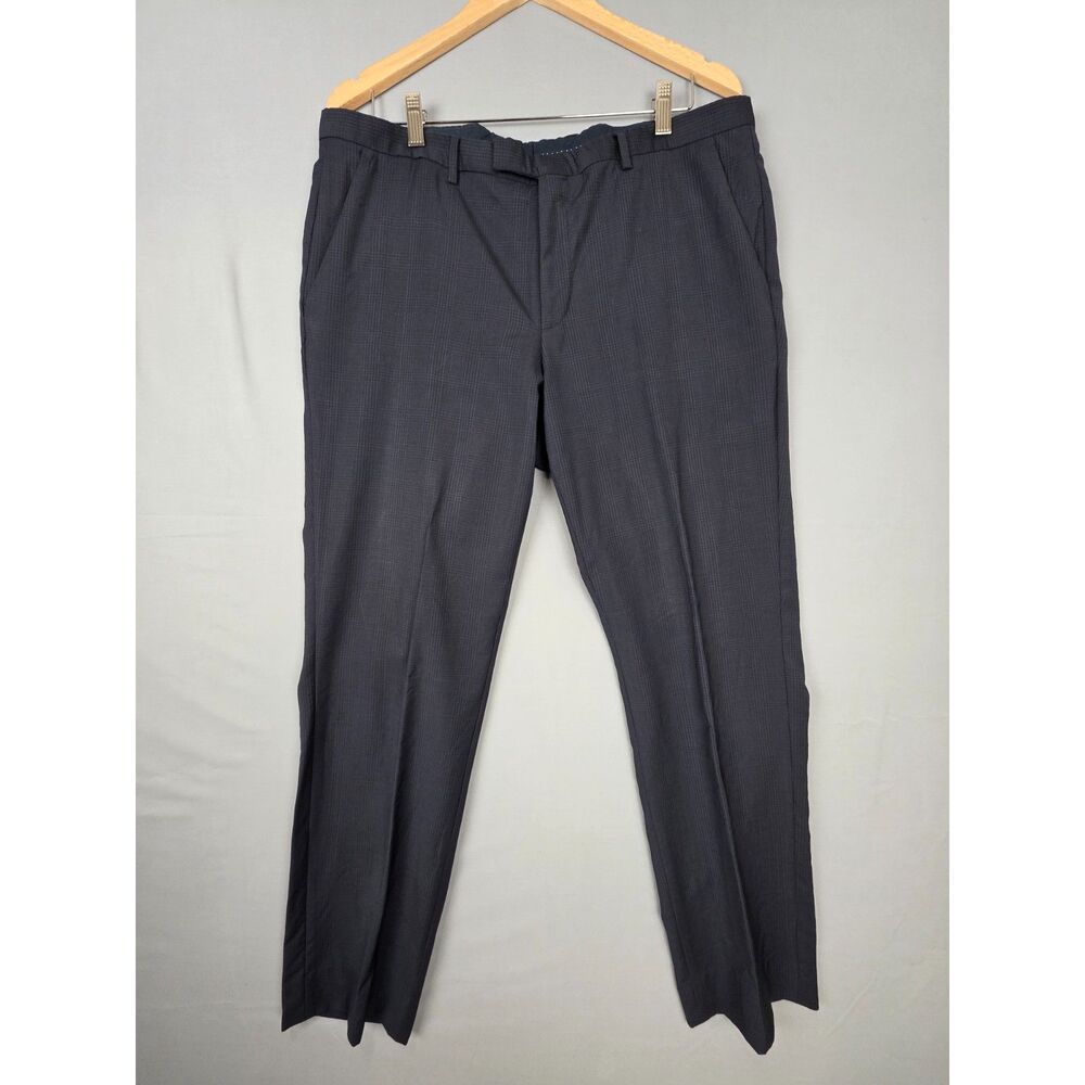 BOSS Hugo Boss Men's Dress Slacks Size 38R Trousers Navy Plaid Office...